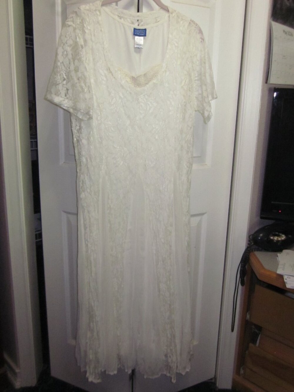 Vicki Wayne Ivory Crinkle Lace Dress Size 14 P